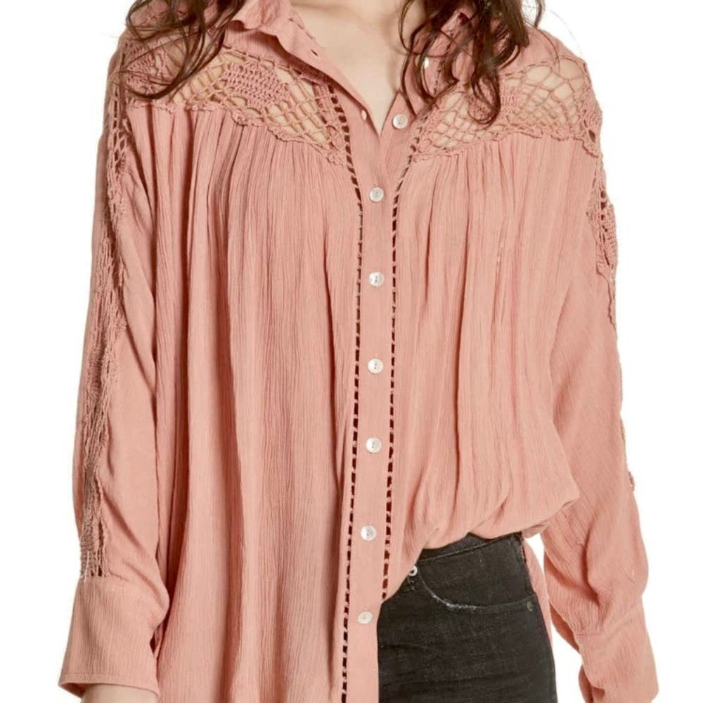 Free People Long Button up shirt, XS.
